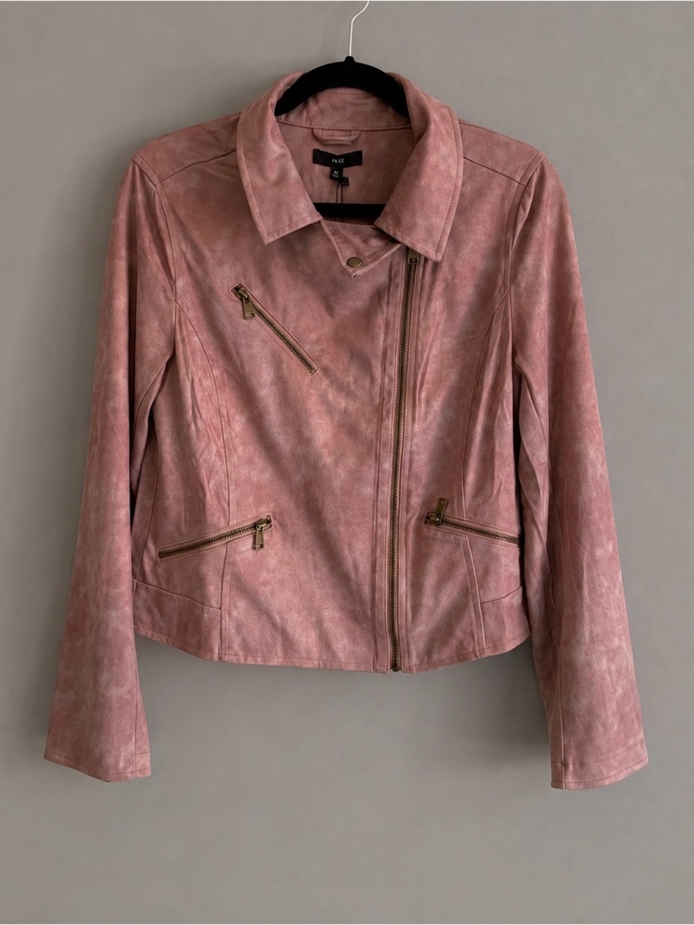 FATE Dusty Rose Suede-Look Moto Jacket – Size Medium NWT